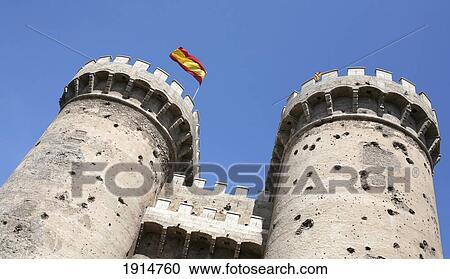 Stock Image - Torres De Quart City Gates. Fotosearch