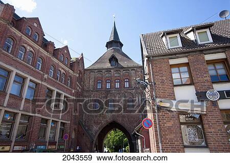 Stock Photo - Torschliesserhaus, A Pub From 1281 And Kuetertor (Kuetertor Gate), Stralsund, Germany. Fotosearch