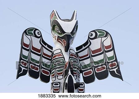 Stock Photography - Totem On Canada's West Coast; Port Hardy, British Columbia, Canada. Fotosearch