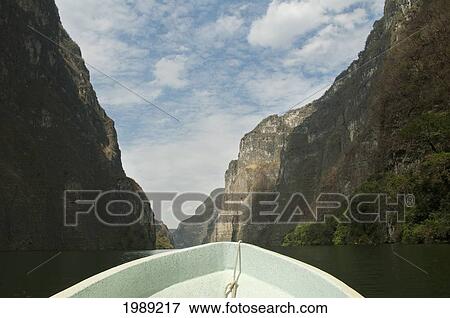 Stock Photo - Tour Boat In The Grijalva River, Sumidero Canyon, Chiapas, Mexico. Fotosearch