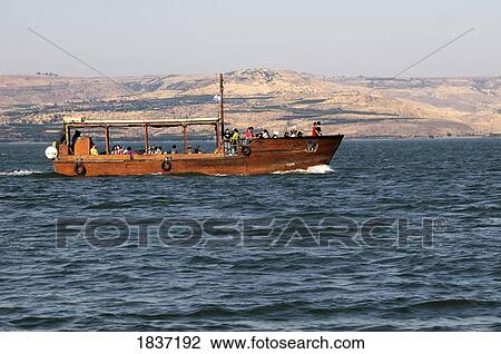 Stock Image - Tour Boat On Sea Of Galilee; Israel. Fotosearch