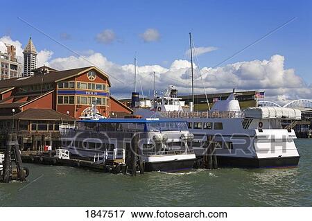 Tour Boats At Pier 55; Seattle, Washington State, Usa View Large Photo Image Stock Photo - Tour Boats At Pier 55; Seattle, Washington State, Usa. Fotosearch