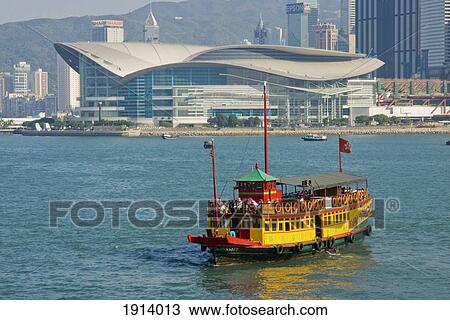 Stock Image - Tourboat In Conference Center Harbour. Fotosearch