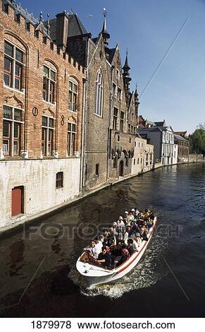 Stock Photo - Tourboat On Canal. Fotosearch