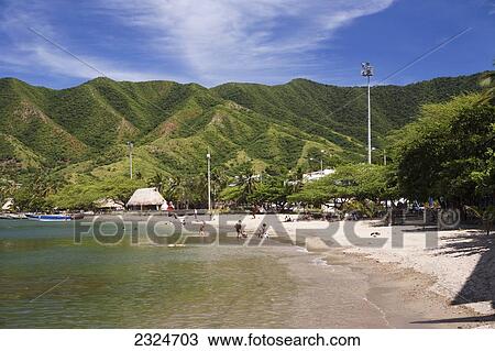 Stock Image - Tourism Is A Major Business In Small Fishing Port Of Taganga, Colombia. Fotosearch