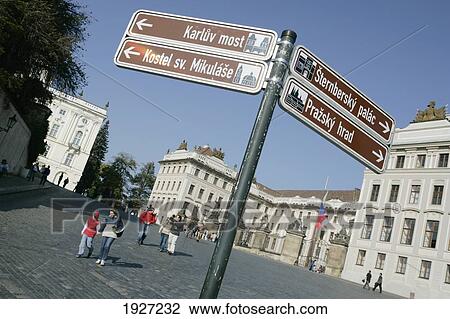 Tourism Signs Close To Prague Castle, Prague, Czech Republic View Large Photo Image Stock Image - Tourism Signs Close To Prague Castle, Prague, Czech Republic. Fotosearch