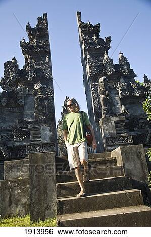 Stock Photograph - Tourist At Pura Geger Dalem Pemuth. Fotosearch