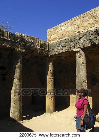 Stock Photography - Tourist At Tomb Of Kings, Paphos, Cyprus. Fotosearch