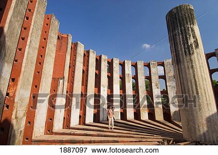 Stock Photo - Tourist Looking Around The Jantar Mantar Observatory. Fotosearch