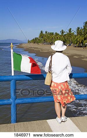Tourist Looking At Sandy Beach; Puntarenas, Province Of Puntarenas, Costa Rica View Large Photo Image Stock Image - Tourist Looking At Sandy Beach; Puntarenas, Province Of Puntarenas, Costa Rica. Fotosearch