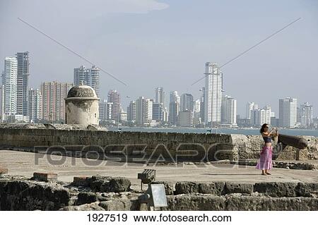 Stock Photo - Tourist On Old City Walls. Fotosearch
