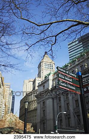Stock Photography - Tourist sites sign in Battery Park; New York City, New York, United States of America. Fotosearch