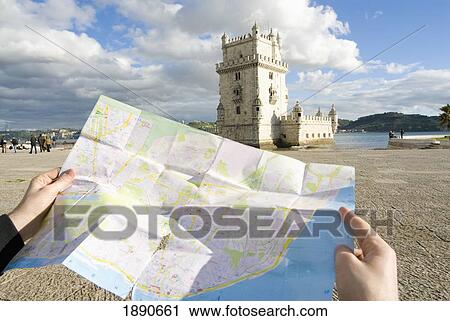 Tourist Watching Map In Front Of Belem Tower View Large Photo Image Stock Image - Tourist Watching Map In Front Of Belem Tower. Fotosearch