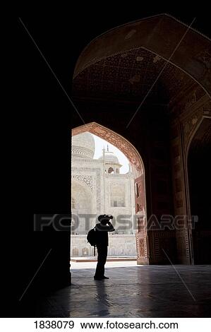Stock Photo - Tourist With Camera In Taj Mahal; Taj Mahal, Agra, India. Fotosearch