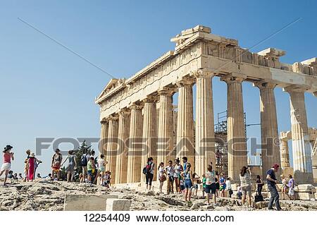 Tourists among the columns of the Acropolis; Athens, Greece View Large Photo Image Stock Photo - Tourists among the columns of the Acropolis; Athens, Greece. Fotosearch