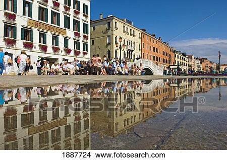 Picture - Tourists And Locals Enjoying The Sun In Venice.. Fotosearch