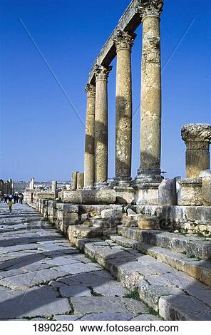 Tourists At Ancient Jerash Ruins View Large Photo Image Stock Image - Tourists At Ancient Jerash Ruins. Fotosearch