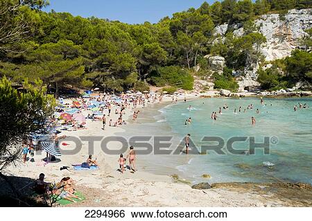 Tourists At Cala Macarella, Menorca, Balearic Islands, Spain View Large Photo Image Stock Photograph - Tourists At Cala Macarella, Menorca, Balearic Islands, Spain. Fotosearch