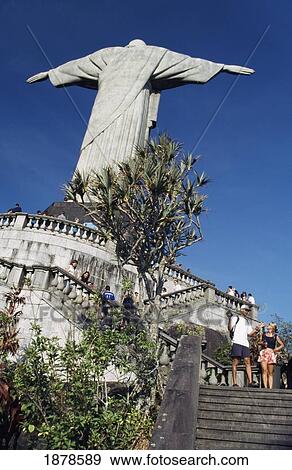 Tourists At Christ The Redeemer Statue View Large Photo Image Stock Photo - Tourists At Christ The Redeemer Statue. Fotosearch