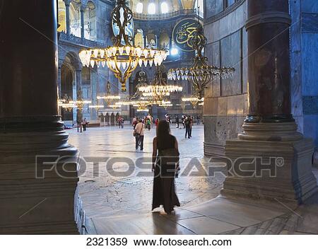 Stock Photo - Tourists at Hagia Sophia; Istanbul, Istanbul Province, Turkey. Fotosearch