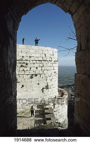 Stock Photo - Tourists At Krac De Chevalier. Fotosearch