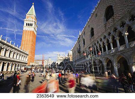 Tourists At Piazza San Marco; Venice, Italy View Large Photo Image Stock Photo - Tourists At Piazza San Marco; Venice, Italy. Fotosearch