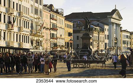 Picture - Tourists At Riva Degli Schiavoni; Venice, Italy. Fotosearch