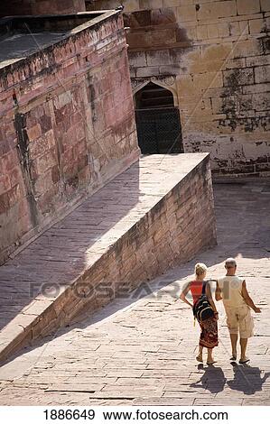 Stock Photo - Tourists Descending Hill In Jodhpur. Fotosearch