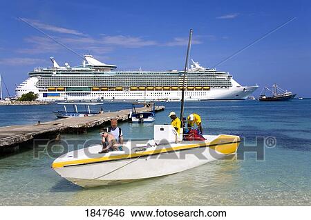 Stock Photograph - Tourists In Boat On Turtle Beach; Ocho Rios, St. Ann's Parish, Jamaica, Caribbean. Fotosearch