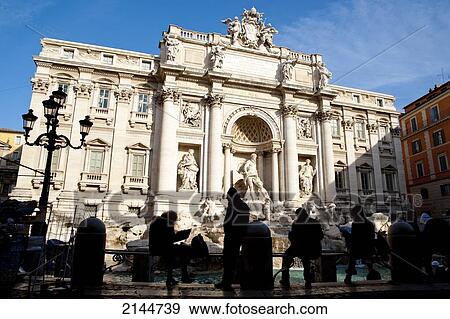 Tourists In Front Of Fontana Di Trevi, Rome, Italy View Large Photo Image Stock Photo - Tourists In Front Of Fontana Di Trevi, Rome, Italy. Fotosearch