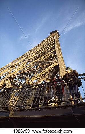 Tourists On Eiffel Tower View Large Photo Image Stock Photo - Tourists On Eiffel Tower. Fotosearch