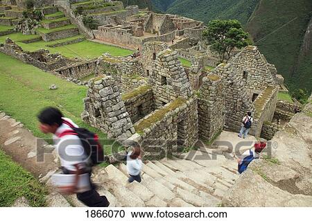 Tourists On Steps Of Machu Picchu; Peru View Large Photo Image Stock Image - Tourists On Steps Of Machu Picchu; Peru. Fotosearch