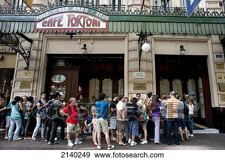 Tourists Queuing Outside Cafe Tortoni, The Oldest Cafe In Argentina, San Nicolas, Buenos Aires, Argentina View Large Photo Image Stock Photo - Tourists Queuing Outside Cafe Tortoni, The Oldest Cafe In Argentina, San Nicolas, Buenos Aires, Argentina. Fotosearch