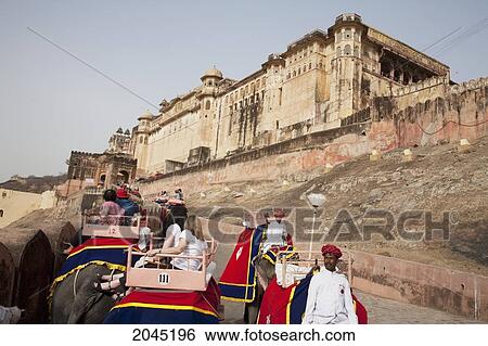 Tourists Take An Elephant Ride To Get To Amber Fort, Rajasthan, India View Large Photo Image Stock Photograph - Tourists Take An Elephant Ride To Get To Amber Fort, Rajasthan, India. Fotosearch