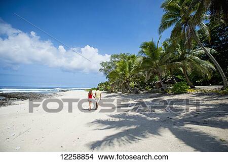 Tourists walking along the beach; Tanna Island, Vanuatu View Large Photo Image Picture - Tourists walking along the beach; Tanna Island, Vanuatu. Fotosearch