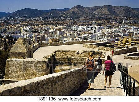 Tourists Walking Towards Ibiza Old Town View Large Photo Image Stock Photograph - Tourists Walking Towards Ibiza Old Town. Fotosearch