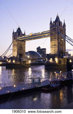 Stock Image - Tower Bridge At Dusk, London, England, Uk. Fotosearch