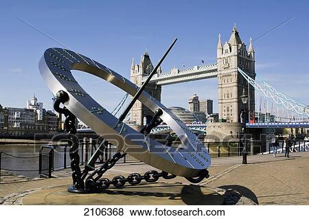 Tower Bridge, View of sundial with Tower Bridge in background; London View Large Photo Image Stock Photo - Tower Bridge, View of sundial with Tower Bridge in background; London. Fotosearch