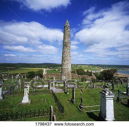 Tower In A Cemetery Ardmore Round Tower Ardmore County Waterford Republic Of Ireland Stock Photo Fotosearch