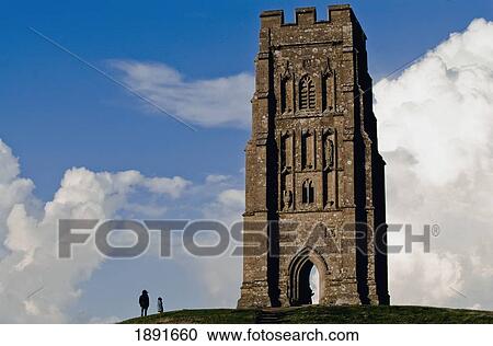 Stock Image - Tower Of St. Michael At Glastonbury Abbey. Fotosearch