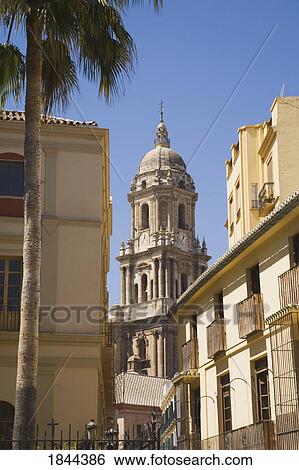 Stock Photograph - Tower Of The Cathedral; Malaga, Costa Del Sol, Malaga Province, Spain. Fotosearch