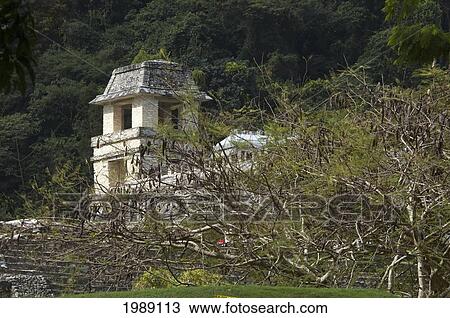 Stock Image - Tower Of The Palace, Palenque, Chiapas, Mexico. Fotosearch