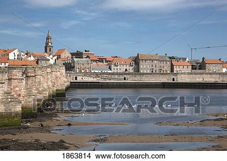 Picture - Town Along The Water; Berwick, Northumberland, England. Fotosearch