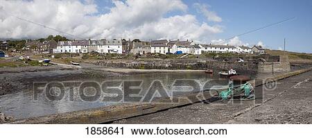 Stock Image - Town Along The Waterfront. Fotosearch