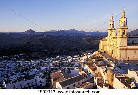 Stock Photo - Town And Church La Encarnacion Olvera. Fotosearch