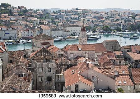 Town From The Bell Tower Of The Cathedral Of St. Lawrence, Trogir, Split-Dalmatia, Croatia View Large Photo Image Stock Photo - Town From The Bell Tower Of The Cathedral Of St. Lawrence, Trogir, Split-Dalmatia, Croatia. Fotosearch
