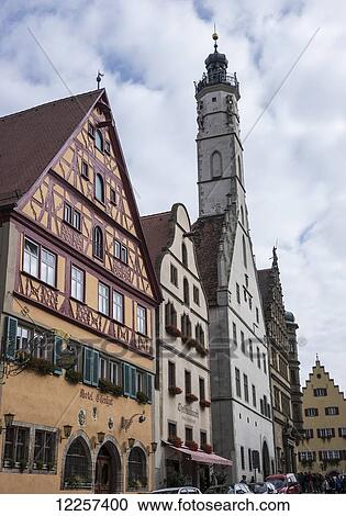 Town Hall with tower; Rothenburg, Germany View Large Photo Image Stock Image - Town Hall with tower; Rothenburg, Germany. Fotosearch