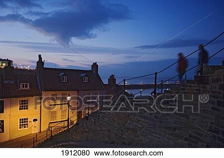 Town Of Whitby At Dusk, North Yorkshire, Uk View Large Photo Image Stock Image - Town Of Whitby At Dusk, North Yorkshire, Uk. Fotosearch