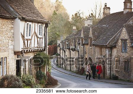 Stock Image - Town Street; Wiltshire, England, Uk. Fotosearch