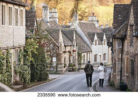 Stock Image - Town Street; Wiltshire, England, Uk. Fotosearch